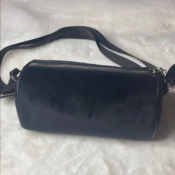Juicy Couture - Let It Shine-Black Velvet Barrel Handbag with Rhinestone Bling - Picture 6 of 14